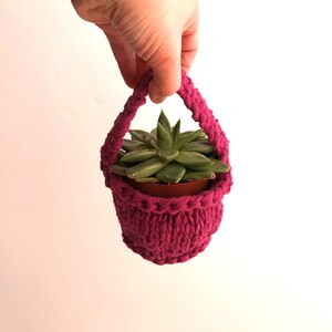 Eco flower girl basket, mini Easter basket, zero waste rustic wedding, sustainable bride, reusable gift bag handknit in 100% recycled yarn image 9
