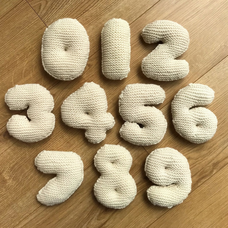 Numbers KNITTING PATTERN bubble writing numbers instant image 9