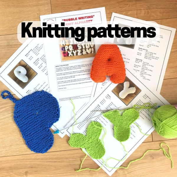 Letter knitting patterns for individual letters - Bubble Writing Alphabet - a digital pattern for 1 letter uploaded for you after purchase