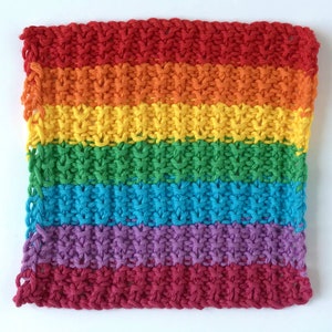 Rainbow knit washcloths, 5 handknit designs, face flannel, cotton crochet dishcloth, environmentally friendly, lgbtq pride, natural beauty image 8
