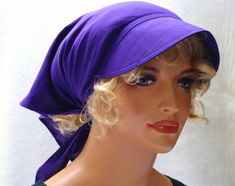 Headscarf with peak summer hat chemo convertible scarf alopecia beige blackberry red light green purple black sun hat summer hat cup ladies peaked cap