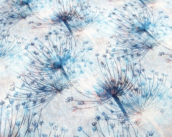 1 m/24,95Euro fabrics cotton jersey dandelion flowers white turquoise blue dress fabric children's fabric by the meter sewing dress shirt skirts