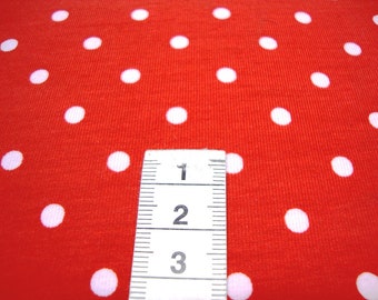 1m / 21,95 Euro Baumwolljersey Jersey weisse Punkte auf rot dots Jersey mit Punkte Meterware