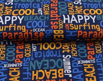 1 m/21,95Euro Cotton Jersey Surfing Font Limited Edition by Evelyn Holiday Feeling Jersey Letters Limited Edition Made EU Sold by the Meter