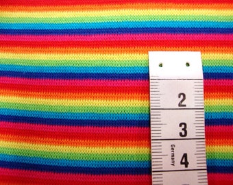 1m/15,95 Euro Bündchen Regenbogenfarbe bunt Rainbow Meterware Ringelbündchen Streifen Schlauchware Ökotex Ringelbündchen Stoffe