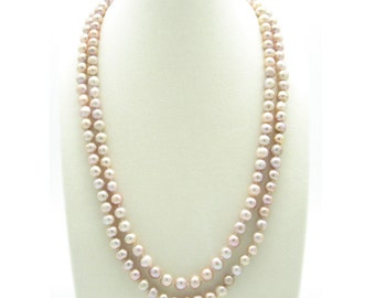 Extra Long 180cm or 71 Grey Freshwater Natural Cultured Baroque Pearl Double Knotted Necklace Present