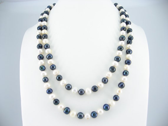 Extra Long 180cm or 71 Grey Freshwater Natural Cultured Baroque Pearl Double Knotted Necklace Present