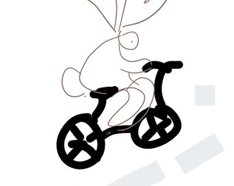 Szybciej jest binky niż cykl, wiesz. Giclee wydruk cyfrowy na papierze archiwalnym. Sztuka ścienna, Króliki. Rozmiar 25 cm szerokości x 40 cm wysokości