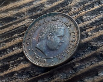 1899 Portugal coin 5 Reis Portuguese old coin 1800s • 5 Réis - Carlos I