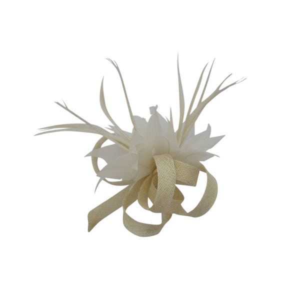Fascinator de la Boda Peine De Plumas Damas Coral razas Damas día Ascot hair piece 2