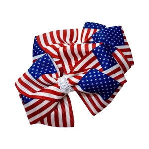 USA Flag Hair Bow | Patriotic Hair Clips | 4th of July and Memorial Day Hair Bows | Independence Day Hair Accessory | Handmade