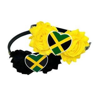 Jamaica Flag Headband | Fun to wear on Jamaican Independence Day, School Heritage Days, Reggae Festivals & Cultural Celebrations | Handmade