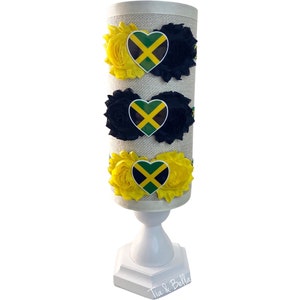 Handmade Jamaican Flag Headband: Shabby Flower Heart - Baby to Teen