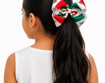 Mexican Flag Hair Bow | Soccer Fan Statement Bow | Jumbo Cultural Accessory | Futbol Game Day | Soccer Accessories