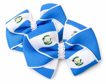 Guatemala Flag Bow Set | Guatemalan Heritage Hair Bows | Cultural Hair Accessories