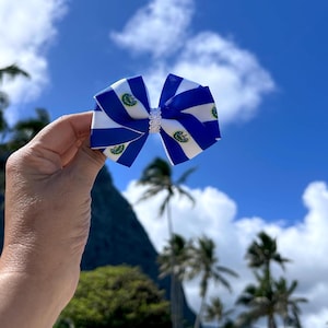 El Salvador Flag Hair Bow Set | Moño Bandera de El Salvador | Salvadorian Independence Day, Hispanic Heritage, School Heritage Pride Day