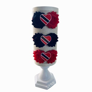Trinidad & Tobago Headband: Shabby Flower Heart, Baby Toddler Teen