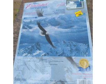 Janlynn Embellished Counted Cross Stitch Kit Eagle Soaring Over Mountains 17"x12"