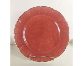 Pottery Barn Pattern PBA 431 Red 12" Charger Gold Rim Made in Mexico