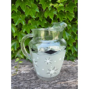 Anchor Hocking Atomic Snowflake Glass Pitcher w/ Ice Lip - Retro MCM  Mid-Century Design -