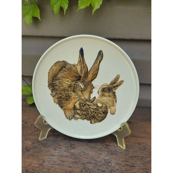 1975 Goebel W Germany First Edition Mothers Series Woodland Rabbits Plate Hand Painted