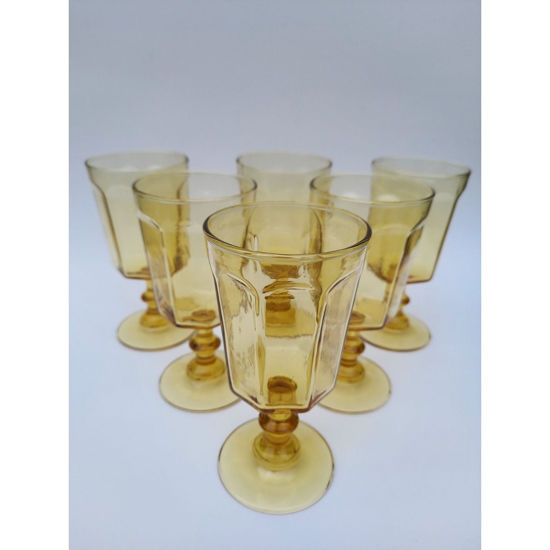 6 Lenox Antique Amber Yellow Gold 6 Juice Glasses Etsy