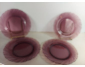 4 Duralex Rivage Amethyst 7 3/4" Salad Plates