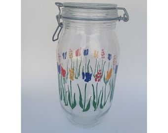 ARC France Glass 2 L Canister With Floral Design