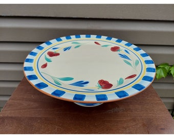 Lenox Poppies on Blue Pedestal Cake Plate