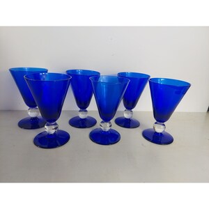 Cobalt Blue Ball Stem Wine Glass - Etsy