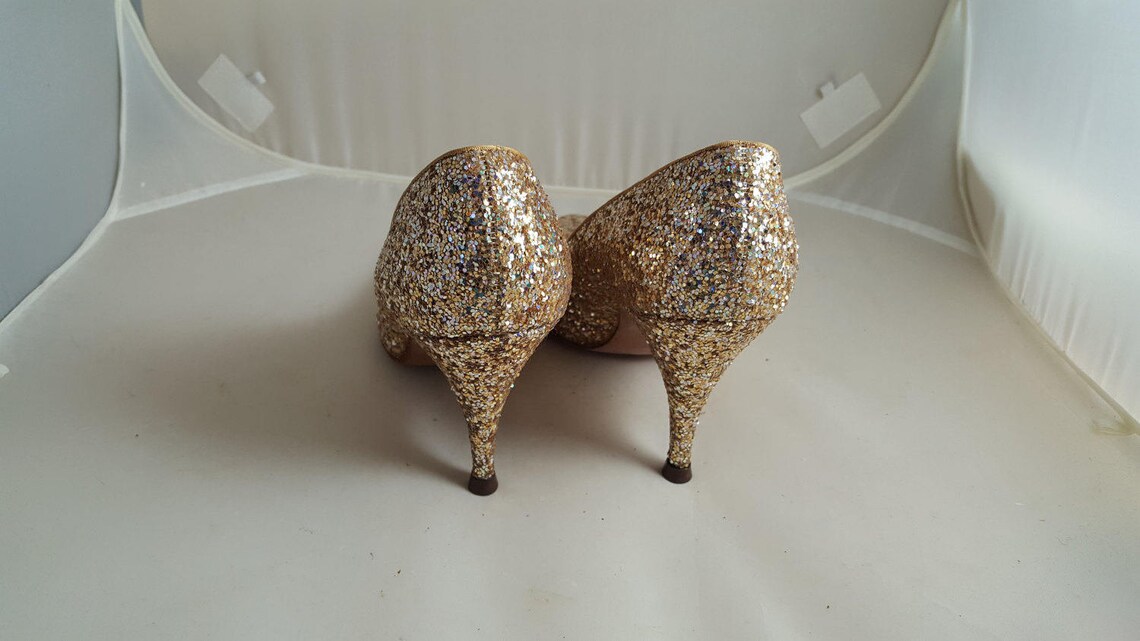 Vintage Deliso Debs Gold Glitter High Heel Shoes Sz 5.5 | Etsy