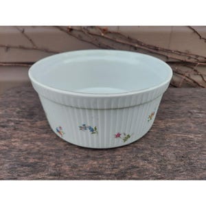 BIA Cordon Bleu Frieda Collection 8&quot; White Souffle Dish w/ Floral Design