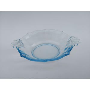 Fostoria Baroque Blue Oval Handled Glass Bowl 8 1/4&quot; Vintage Elegant Design