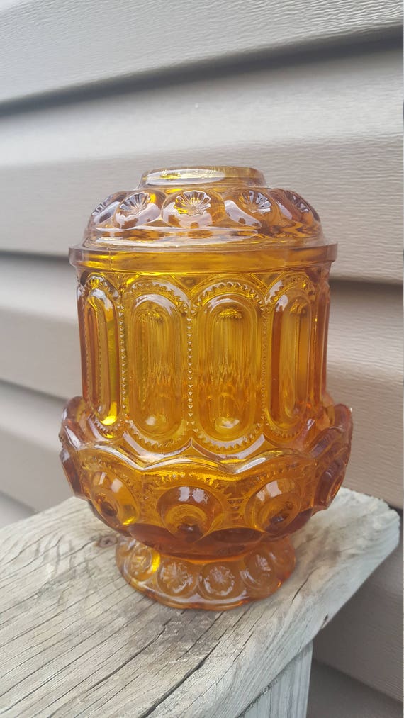 L E Smith Moon Stars Fairy Lamp Amber