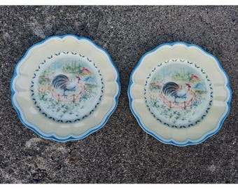 2 Lenox Provencal Garden Rooster 9 5/8&quot; Accent or Salad Plates