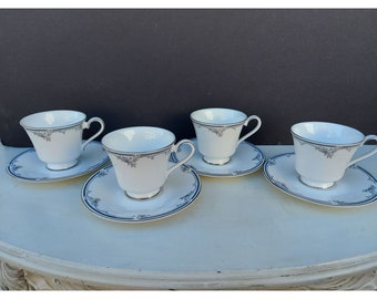 4 Royal Doulton Belton Footed Cups & Saucers