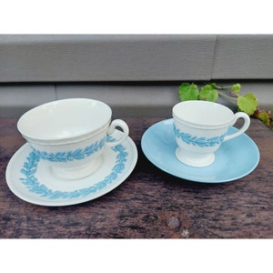 Wedgwood Queensware Cup & Saucer and Demitasse Cup and Lavender Saucer