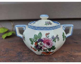 Royal Doulton RD113 Floral Antique Handled Lidded Sugar Bowl