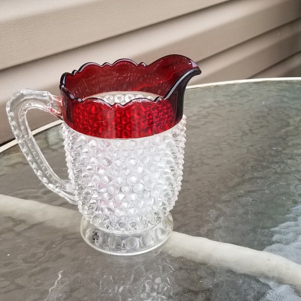 EAPG Ruby Flash Hobnail Pitcher