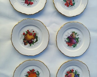 6 Bavaria West Germany 7 1/2" Fruit Design Plates
