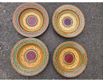 Pier 1 Etrusco handmålade lergods sopp-/pastaskålar 23 cm Italien diskmaskinssäker