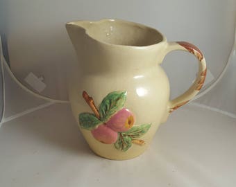 RRP Yellow Ware Pitcher Apples Design