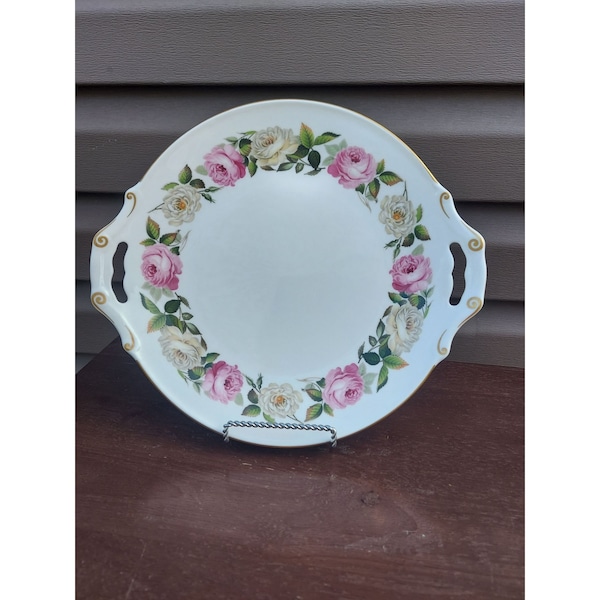 Royal Worcester Royal Garden Elgar Handled Cake Plate Roses