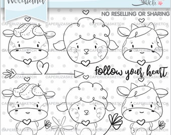 Download Farm Animal Stamp Farm Stamps Cow Stamp Coloring Page Etsy PSD Mockup Templates