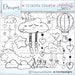Dream Stamps, Night Stamps, Moon Stamps, Cloud Stamps, Digistamp, COMMERCIAL USE, Dream Coloring Page, Air Balloon Stamps, Enjoy and Dream