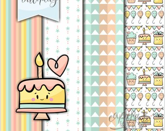 Birthday Digital Papers, Bithday Patterns, COMMERCIAL USE, Balloon Digital Papers, Party Digital Papers, Party Patterns, Happy Birthday