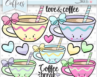 Coffee Clipart, Coffee Time Clipart, COMMERCIAL USE, Coffee Graphics, Chocolate Clipart, Chocolate Graphics, Hot Chocolate Clipart, Coffee