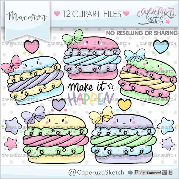 Macaron Clipart, Dessert Clipart, Party Clipart, COMMERCIAL USE, Sweet Clipart, Pastry Clipart, Macaroon Clipart, Macaroon Images, Macarons