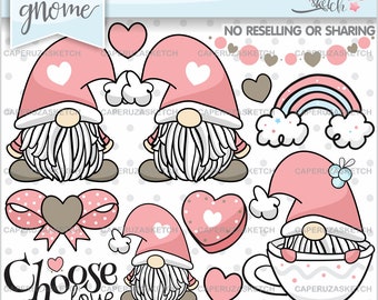 Valentine Gnomes, Gnomes Clipart, Clipart COMMERCIAL USE, Scandinavian Gnome, Love Clipart, Couple Graphic, Valentines Day, Printable Gnomes