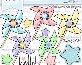 Pinwheels Clipart, Rainbow Pinwheel, COMMERCIAL USE, Toy Clipart, Decorative Clipart, Spring Clipart, Pinwheel, Birthday Clipart, Digital